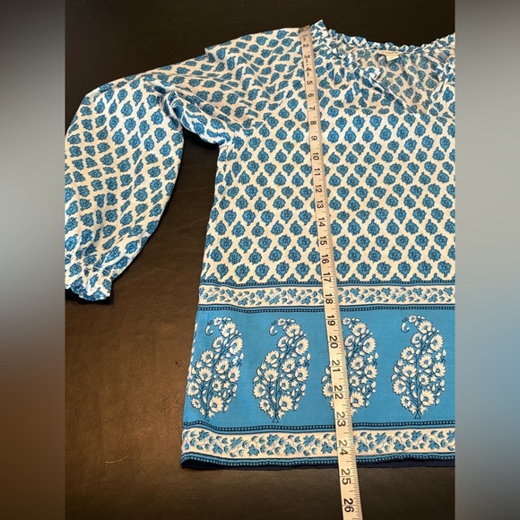 J. Crew Blue and White Patterned Blouse Size Small - Picture 10 of 11
